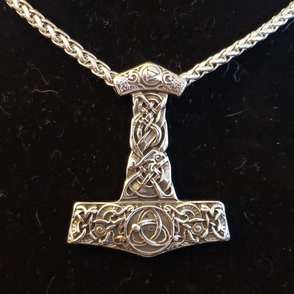 LANGHONG Norse Viking Thor Hammer  Mjolnir Stainless Steel Necklace for Men